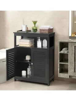 COSTWAY Badezimmermöbel<Badezimmerschrank in Schwarz