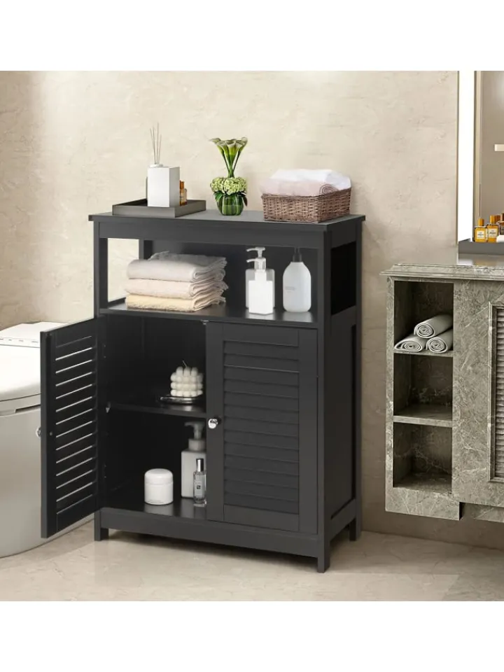 COSTWAY Badezimmermöbel<Badezimmerschrank in Schwarz