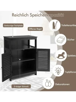 COSTWAY Badezimmermöbel<Badezimmerschrank in Schwarz