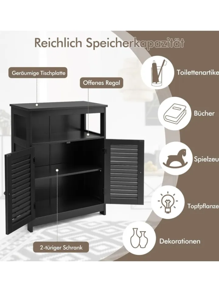 COSTWAY Badezimmermöbel<Badezimmerschrank in Schwarz