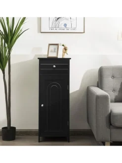 COSTWAY Badezimmermöbel<Badezimmerschrank in Schwarz