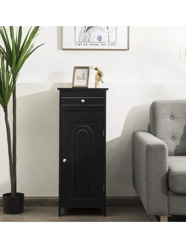 COSTWAY Badezimmermöbel<Badezimmerschrank in Schwarz