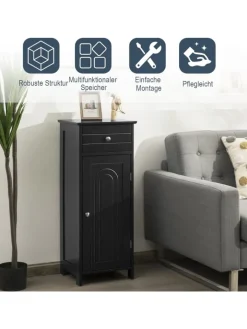 COSTWAY Badezimmermöbel<Badezimmerschrank in Schwarz