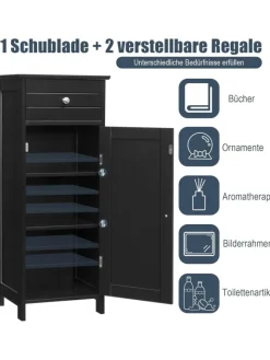 COSTWAY Badezimmermöbel<Badezimmerschrank in Schwarz