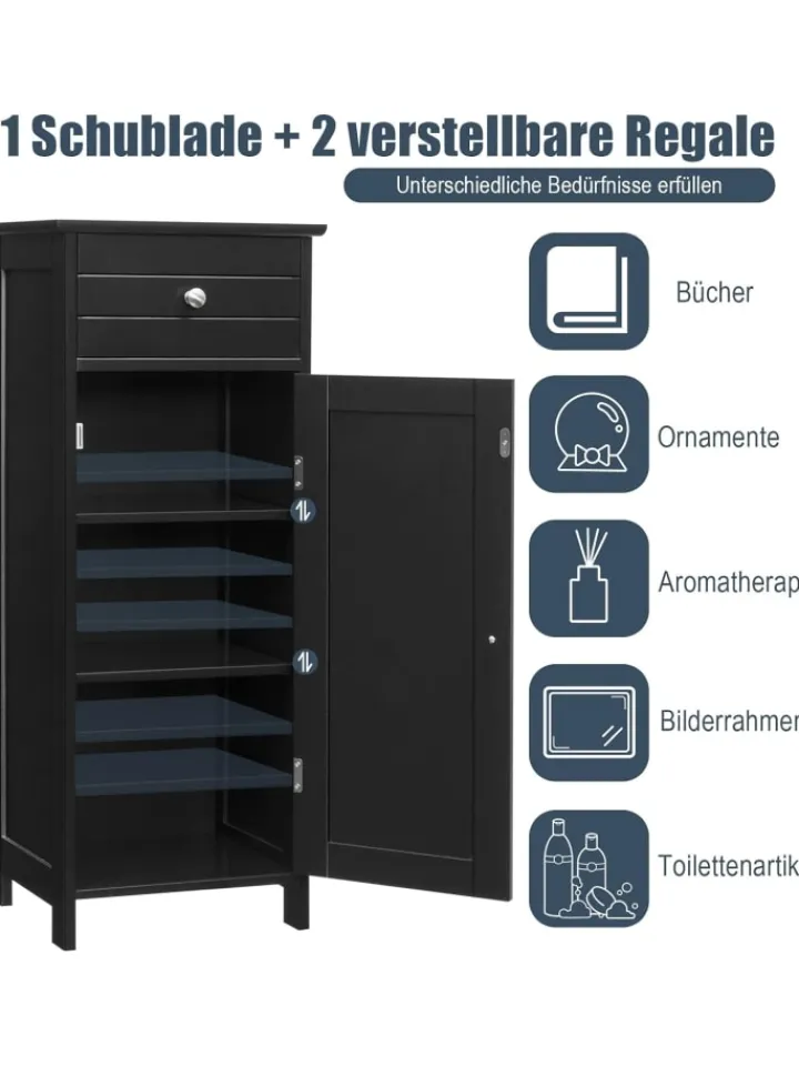 COSTWAY Badezimmermöbel<Badezimmerschrank in Schwarz