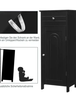 COSTWAY Badezimmermöbel<Badezimmerschrank in Schwarz