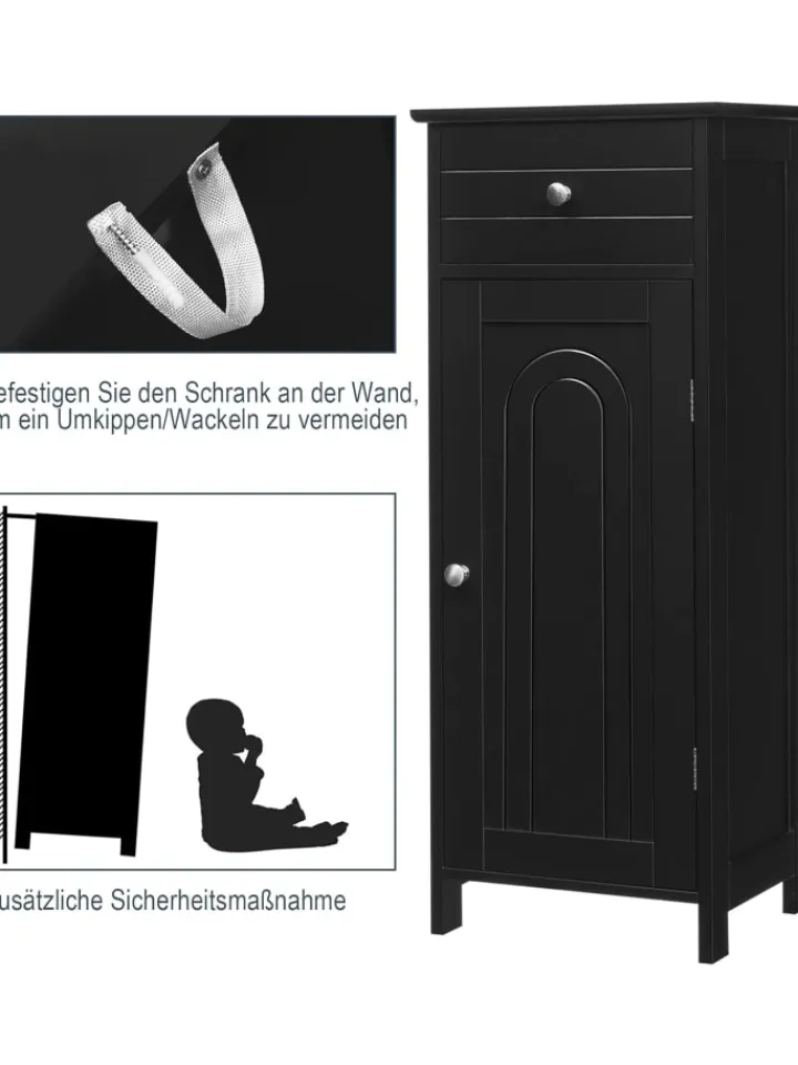 COSTWAY Badezimmermöbel<Badezimmerschrank in Schwarz