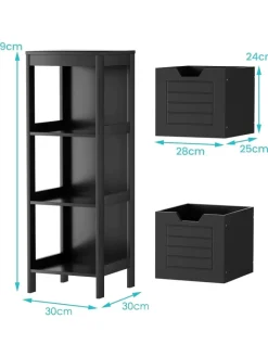 COSTWAY Badezimmermöbel|Badmöbel<Badezimmerschrank in Schwarz