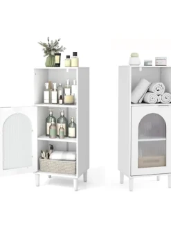 COSTWAY Badmöbel<Badezimmerschrank in Weiß
