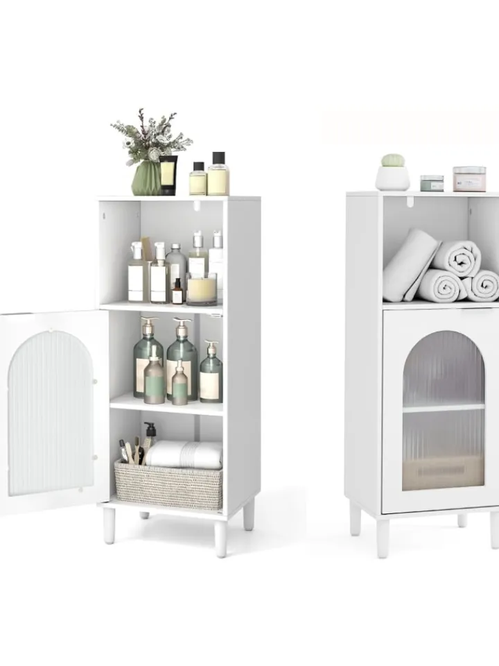 COSTWAY Badmöbel<Badezimmerschrank in Weiß