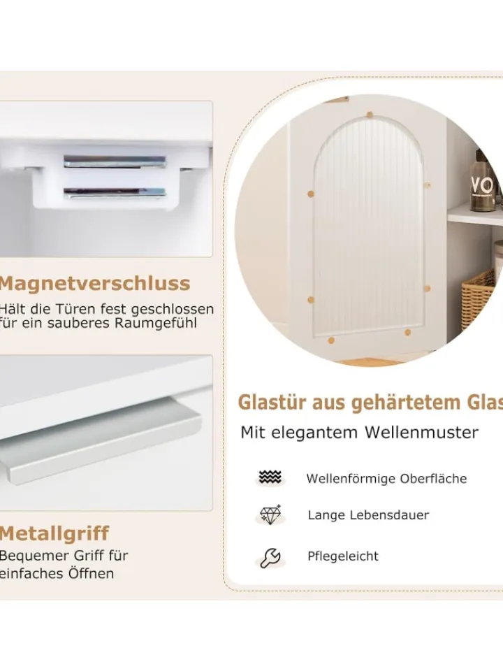 COSTWAY Badmöbel<Badezimmerschrank in Weiß