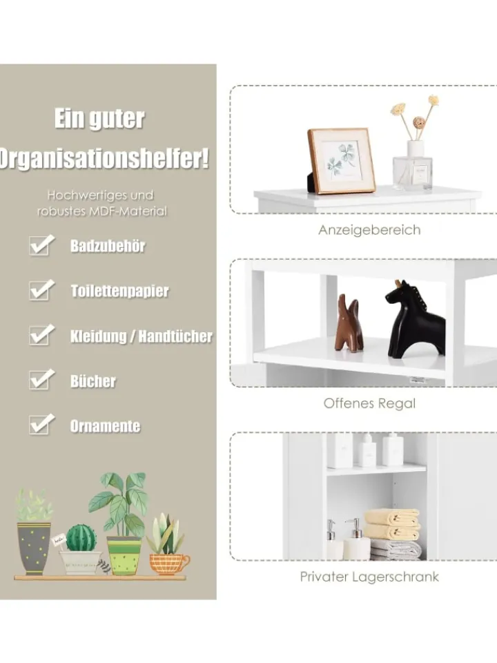 COSTWAY Badmöbel<Badezimmerschrank in Weiß