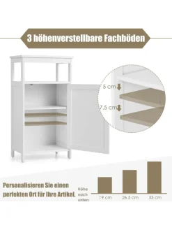 COSTWAY Badmöbel<Badezimmerschrank in Weiß