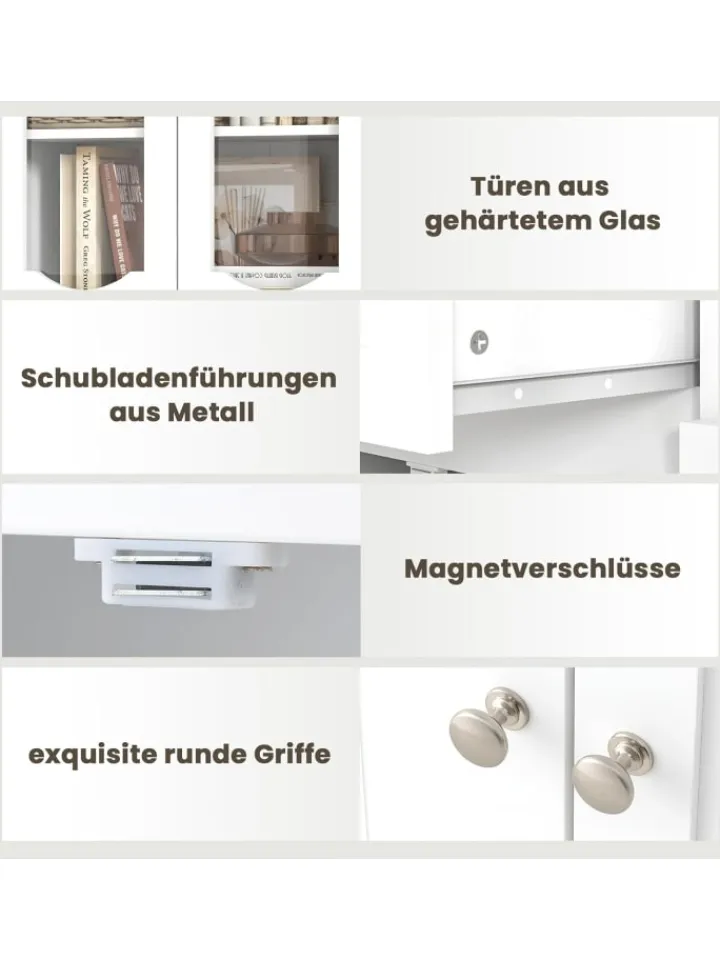 COSTWAY Badmöbel<Badezimmerschrank in Weiß