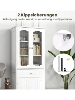 COSTWAY Badmöbel<Badezimmerschrank in Weiß