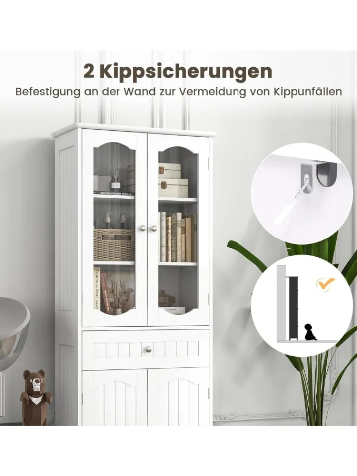COSTWAY Badmöbel<Badezimmerschrank in Weiß