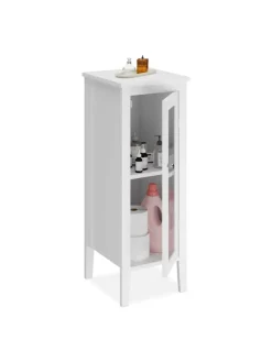 relaxdays Badmöbel|Badezimmermöbel<Badezimmerschrank in Weiß - (B)30 x (H)81 x (T)33 cm