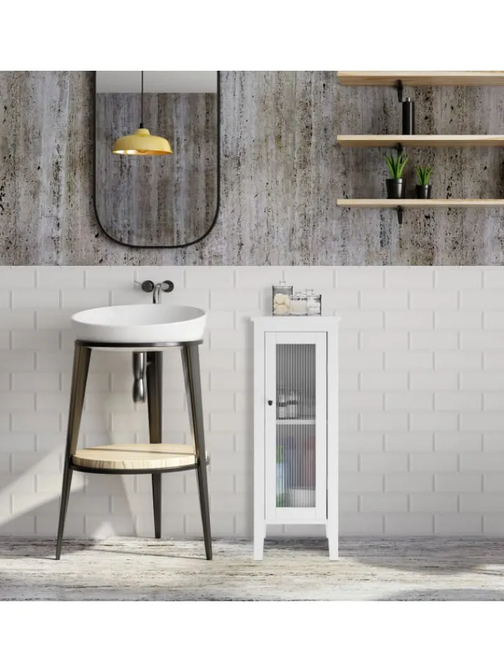 relaxdays Badmöbel|Badezimmermöbel<Badezimmerschrank in Weiß - (B)30 x (H)81 x (T)33 cm