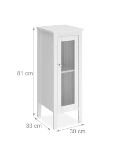 relaxdays Badmöbel|Badezimmermöbel<Badezimmerschrank in Weiß - (B)30 x (H)81 x (T)33 cm