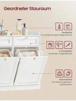 Songmics Badmöbel|Badezimmermöbel<Badezimmerschrank in Weiß - (B)78,9 x (H)80,2 x (T)40 cm