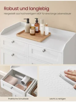 Songmics Badmöbel|Badezimmermöbel<Badezimmerschrank in Weiß - (B)78,9 x (H)80,2 x (T)40 cm