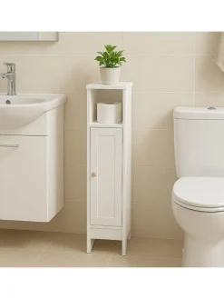 relaxdays Badmöbel|Badezimmermöbel<Badezimmerschrank in Weiß - (B)18 x (H)80 x (T)20 cm