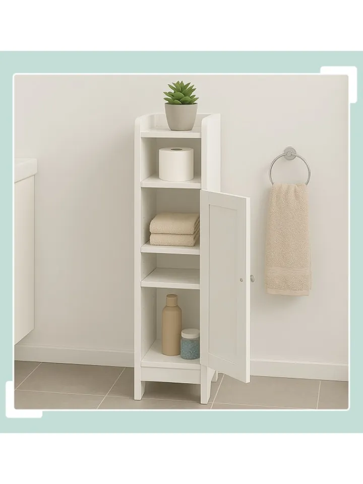 relaxdays Badmöbel|Badezimmermöbel<Badezimmerschrank in Weiß - (B)18 x (H)80 x (T)20 cm