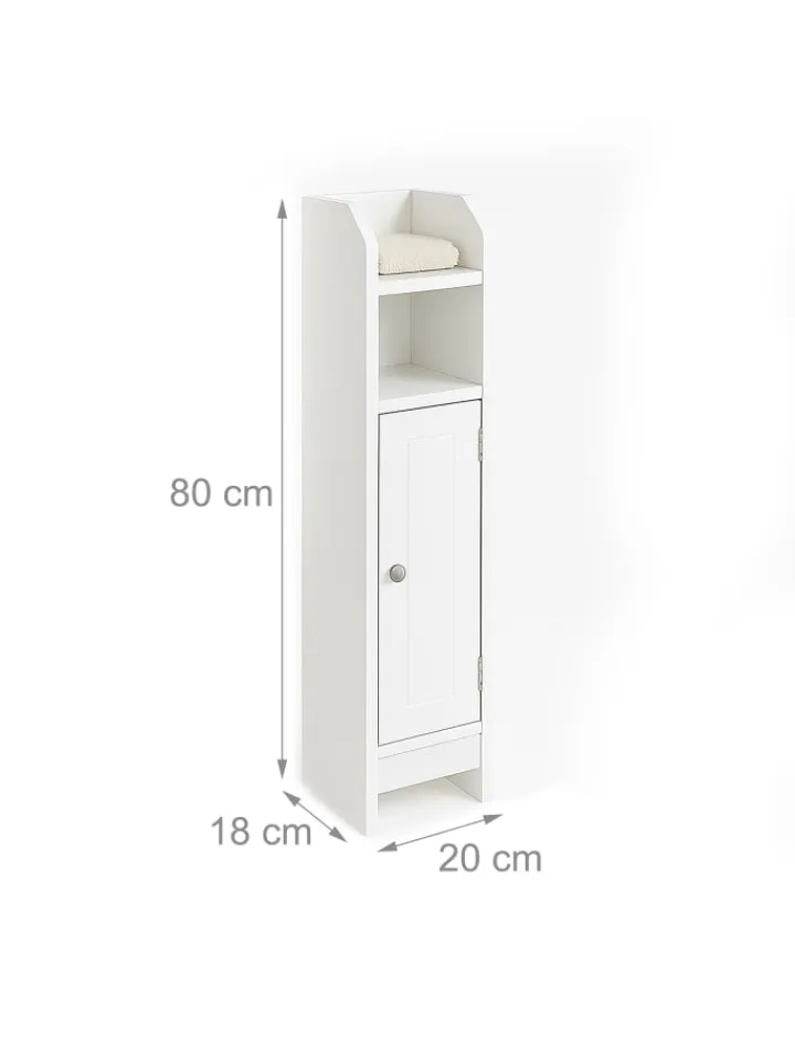 relaxdays Badmöbel|Badezimmermöbel<Badezimmerschrank in Weiß - (B)18 x (H)80 x (T)20 cm