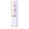 relaxdays Badmöbel|Badezimmermöbel<Badezimmerschrank in Weiß/ Natur - (B)33 x (H)169 x (T)31 cm