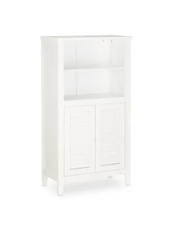relaxdays Badmöbel<Badezimmerschrank in Weiß - (B)50 x (H)92 x (T)25,5 cm