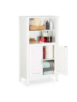 relaxdays Badmöbel<Badezimmerschrank in Weiß - (B)50 x (H)92 x (T)25,5 cm