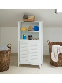 relaxdays Badmöbel<Badezimmerschrank in Weiß - (B)50 x (H)92 x (T)25,5 cm