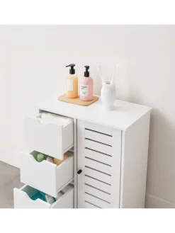 relaxdays Badmöbel|Badezimmermöbel<Badezimmerschrank in Weiß - (B)60 x (H)80 x (T)30 cm