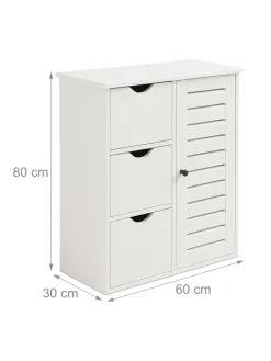 relaxdays Badmöbel|Badezimmermöbel<Badezimmerschrank in Weiß - (B)60 x (H)80 x (T)30 cm