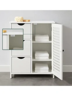 relaxdays Badmöbel|Badezimmermöbel<Badezimmerschrank in Weiß - (B)60 x (H)80 x (T)30 cm