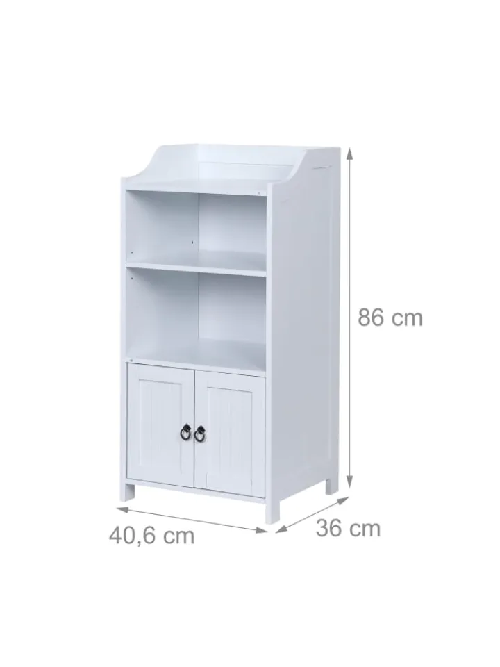 relaxdays Badmöbel<Badezimmerschrank in Weiß - (B)40,5 x (H)86 x (T)36 cm