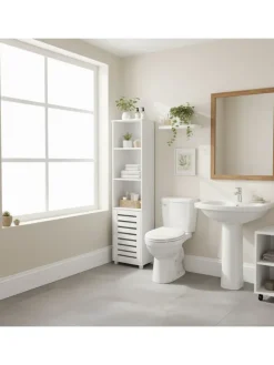 relaxdays Badmöbel<Badezimmerschrank in Weiß - (B)30 x (H)167 x (T)40 cm