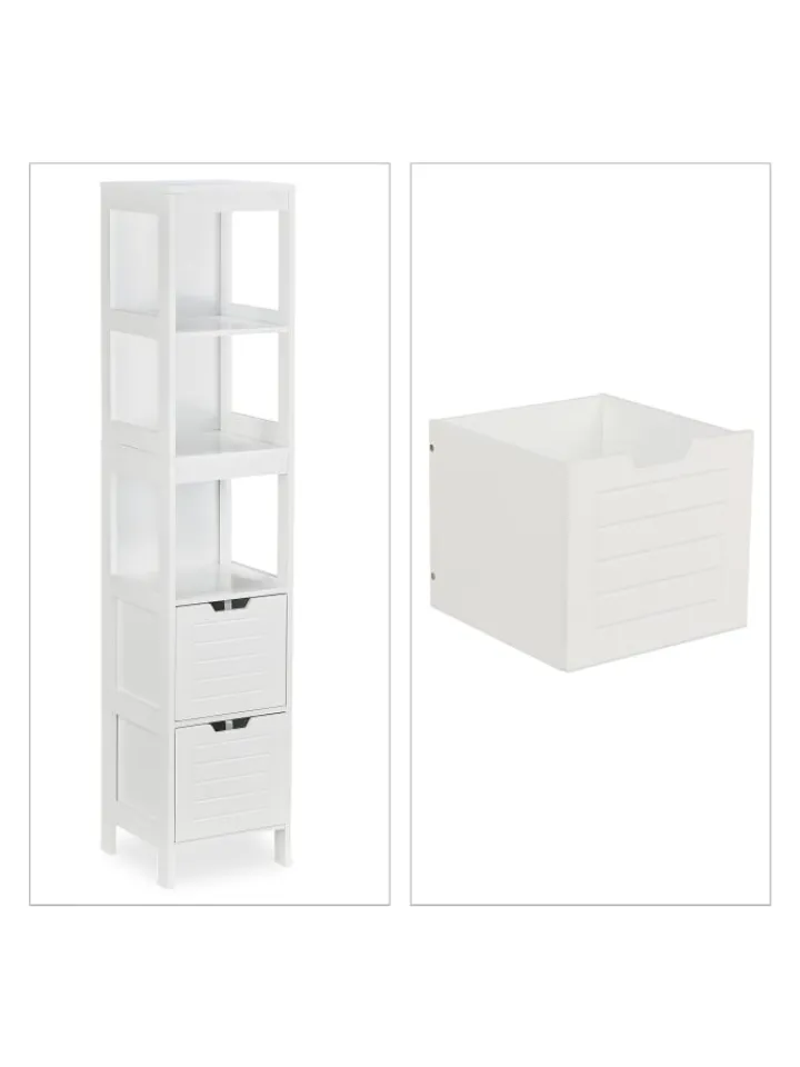 relaxdays Badmöbel<Badezimmerschrank in Weiß - (B)30 x (H)144 x (T)30 cm