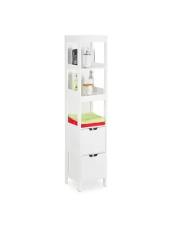 relaxdays Badmöbel<Badezimmerschrank in Weiß - (B)30 x (H)144 x (T)30 cm