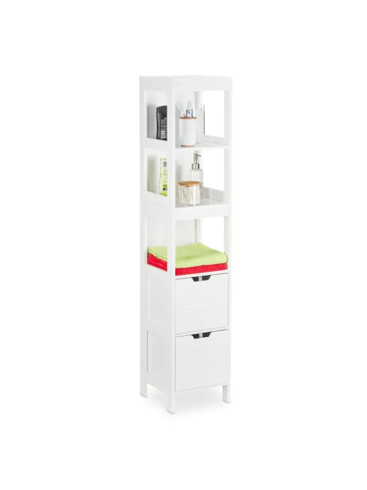 relaxdays Badmöbel<Badezimmerschrank in Weiß - (B)30 x (H)144 x (T)30 cm