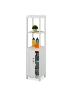 relaxdays Badmöbel|Badezimmermöbel<Badezimmerschrank in Weiß - (B)30 x (H)129 x (T)30 cm
