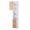 relaxdays Badmöbel<Badezimmerschrank in Weiß/ Natur - (B)34 x (H)190 x (T)29 cm