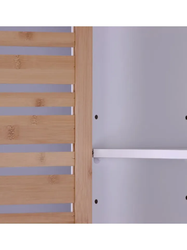 relaxdays Badmöbel<Badezimmerschrank in Weiß/ Natur - (B)34 x (H)190 x (T)29 cm