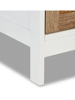 relaxdays Badmöbel<Badezimmerschrank in Weiß/ Natur - (B)30 x (H)96,5 x (T)30 cm