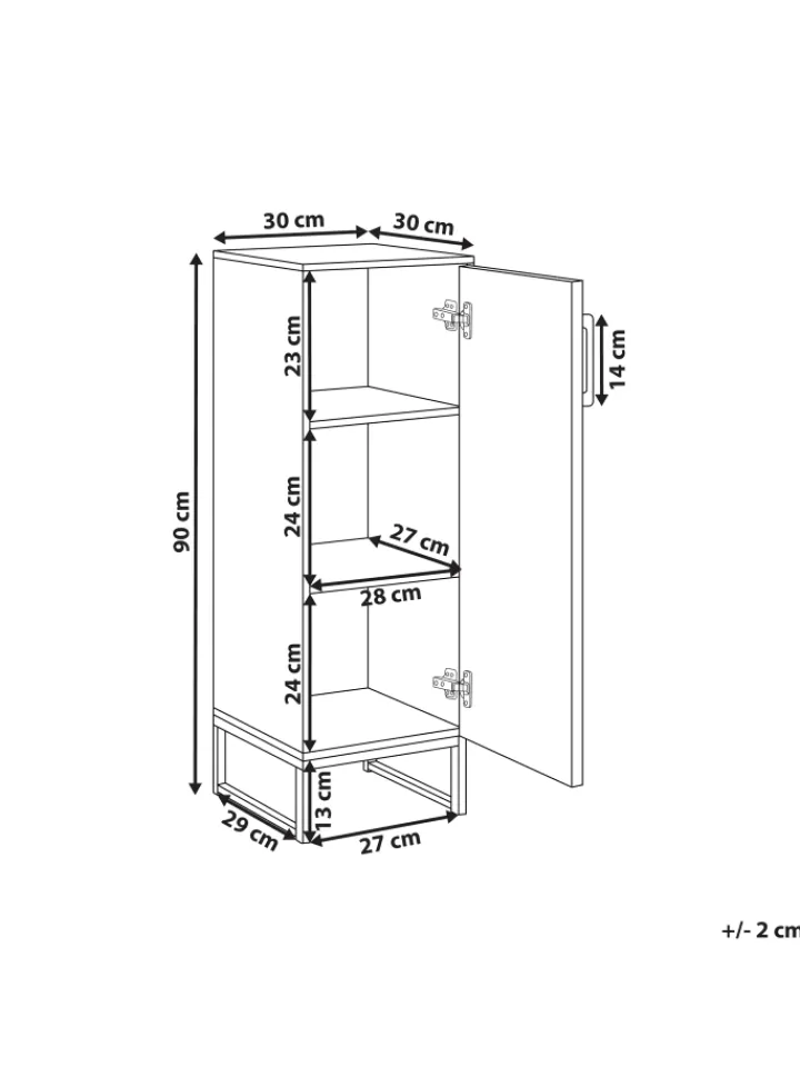 Beliani Badmöbel<Badezimmerschrank MISCANTI in Braun/Schwarz - (W) 30 x (H) 90 x (L) 30 cm