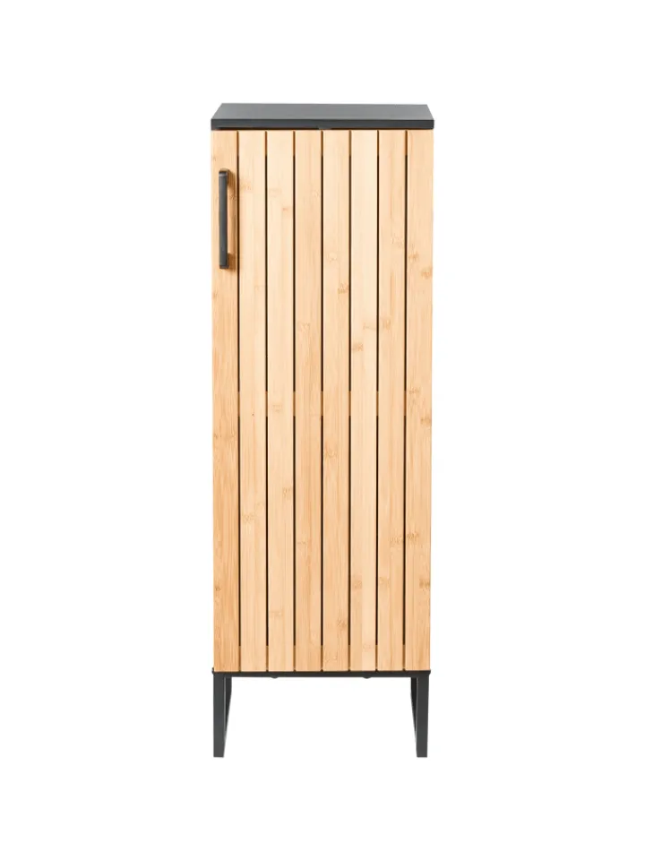 Beliani Badmöbel<Badezimmerschrank MISCANTI in Braun/Schwarz - (W) 30 x (H) 90 x (L) 30 cm