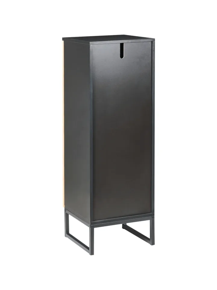 Beliani Badmöbel<Badezimmerschrank MISCANTI in Braun/Schwarz - (W) 30 x (H) 90 x (L) 30 cm