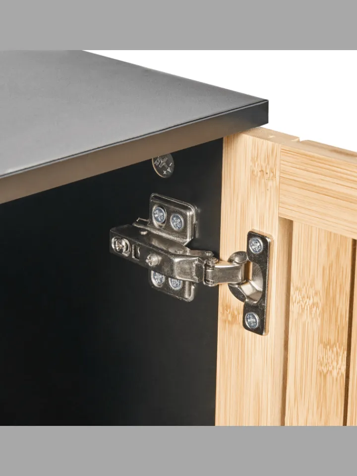 Beliani Badmöbel<Badezimmerschrank MISCANTI in Braun/Schwarz - (W) 30 x (H) 90 x (L) 30 cm