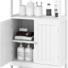 COSTWAY Badezimmermöbel<Badezimmerschrank mit Doppeltür & Ablagen in Weiß