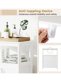 COSTWAY Badezimmermöbel<Badezimmerschrank mit Doppeltür & Ablagen in Weiß